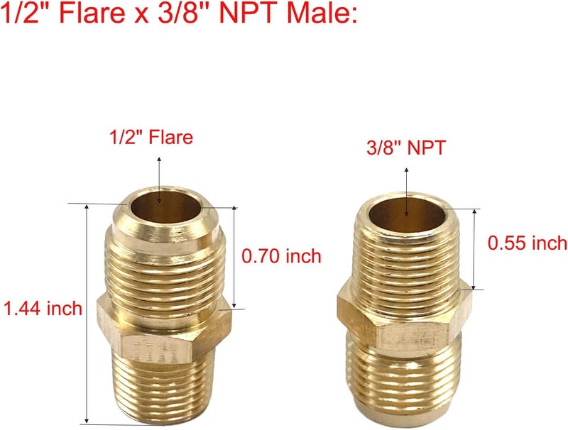 Bumugufu 5 قطع 3/8" NPT × 1/2" تركيبات أنابيب نحاسية - Image 2